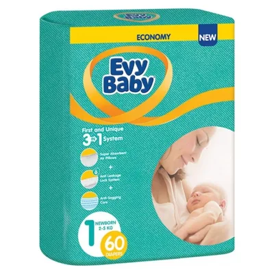 Подгузники Evy Baby 1 newborn 2-5кг №60