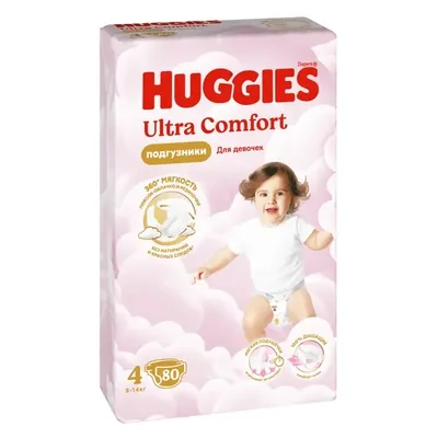 Подгузники Huggies Ультра Комфорт 4 для девочек 8-14 кг 80 шт
