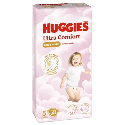 Подгузники Huggies Ультра Комфорт 5 для девочек 12-22 кг 64 шт